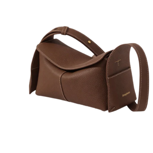 Genuine Leather Small Horizontal Square Tote Bag – Unisex Crossbody & Shoulder Chain Mini Bag for Women