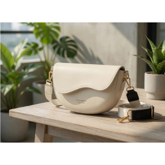 Casual Minimalist Saddle Crossbody Bag for Women - Trendy Underarm Shoulder Bag | Solid Color Bucket Style Versatile Everyday Handbag