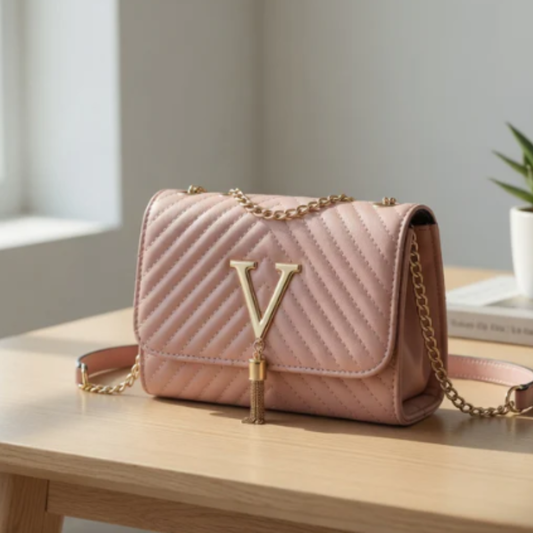Fashion Heart Pattern PU Leather Shoulder Bag for Women - Waterproof Chain Decor Crossbody Bag