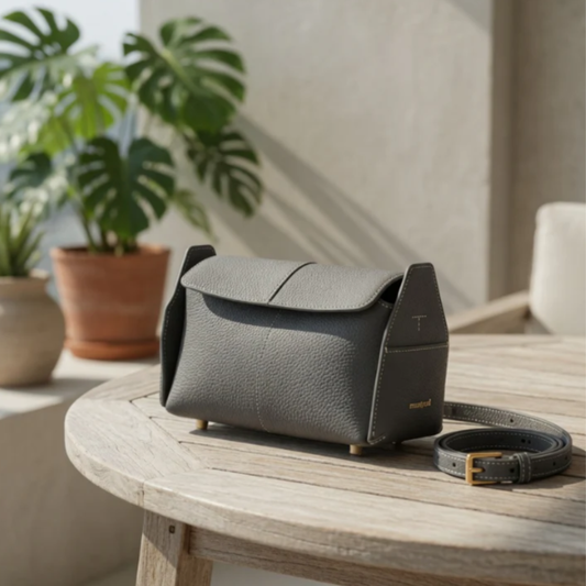 Genuine Leather Small Horizontal Square Tote Bag – Unisex Crossbody & Shoulder Chain Mini Tote for Women & Men | Spring 2025 Commuter Bag (5 Colors)